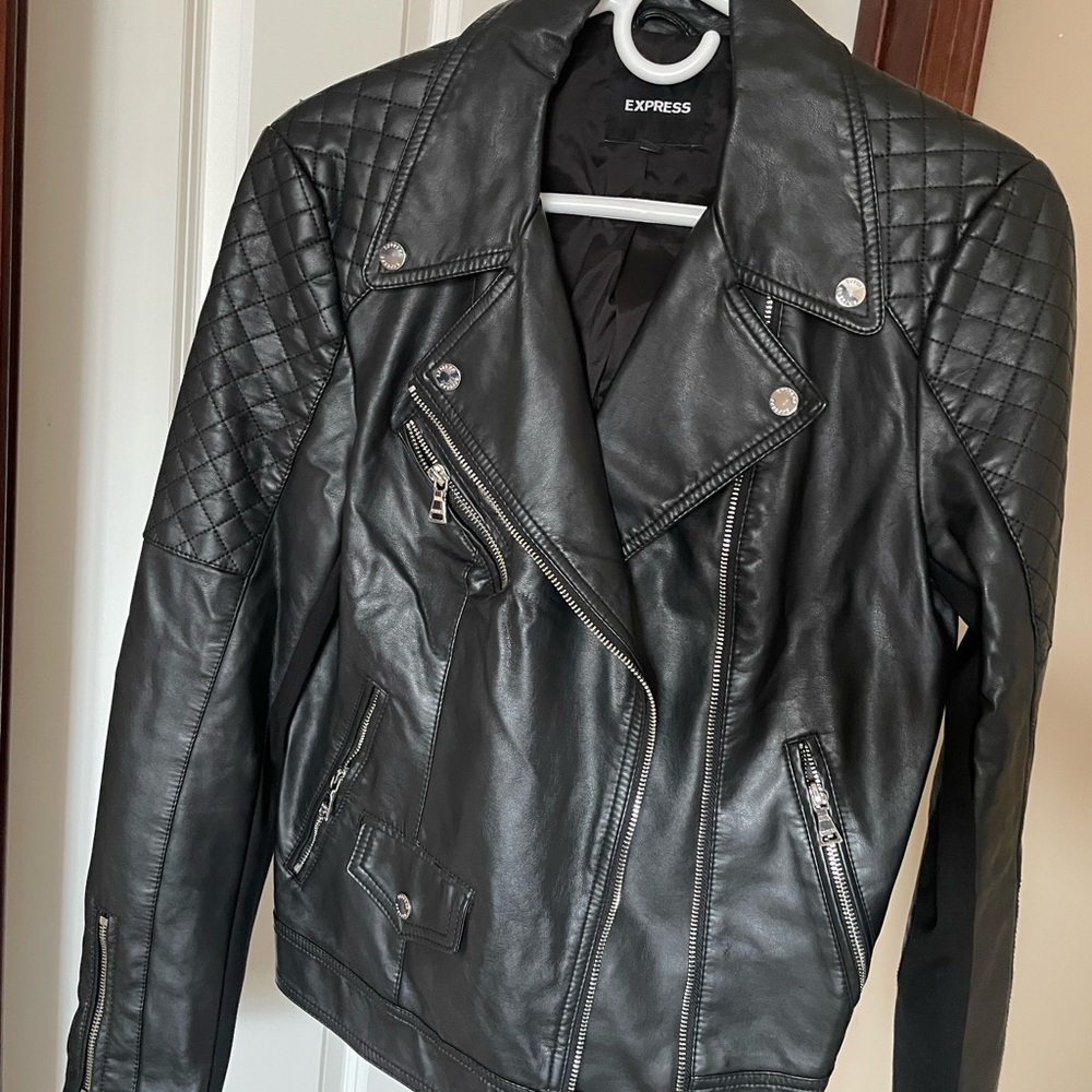Express Black Leather Biker Jacket